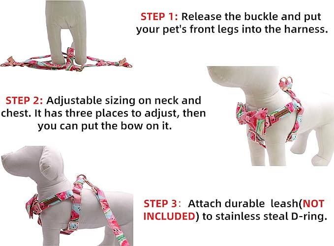 Unique style paws Dog Harness Adjustable Harnesses Durable Hardware with Comfortable Bowtie for Small Medium Large Dogs