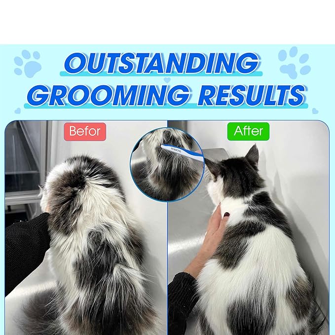 Dog Comb Stainless Steel Teeth, Dog combs for grooming matting, Dematting Comb for Dogs and Cat Removes Tangles & Knots (Blue)