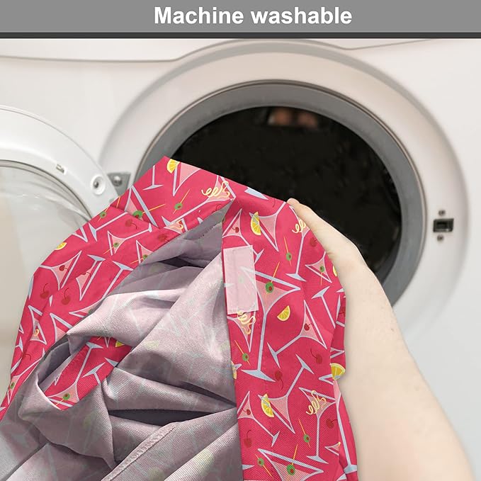 Lunarable Drinks Dog Crate Cover, Exotic Pattern of Tropical Cocktail Party Glasses with Lemons Slice, Easy to Use Pet Kennel Cover for Medium Large Dogs, 42 Inch, Dark Coral Multicolor