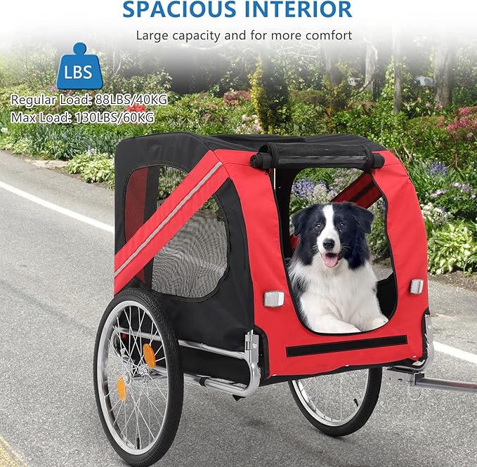 PEXMOR Dog Bike Trailer, Folding Pet Dog Trailer Cart for Bicycle, Bike Cargo Wagon Carrier w/Universal Hitch & 20" Wheel