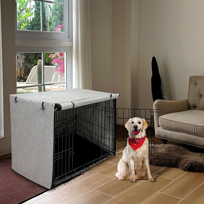 Dog Crate Cover, 600D Oxford Waterproof Kennel Cover Fits for 36 Inches Wire Crate Dog Cage, Grey