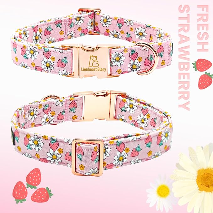 Lionheart glory Dog Collar Pink Dogs Collar Spring Summer Cute Collars Dog Female Soft Durable Adjustable Dog Collars for Small Dogs Pet Gift