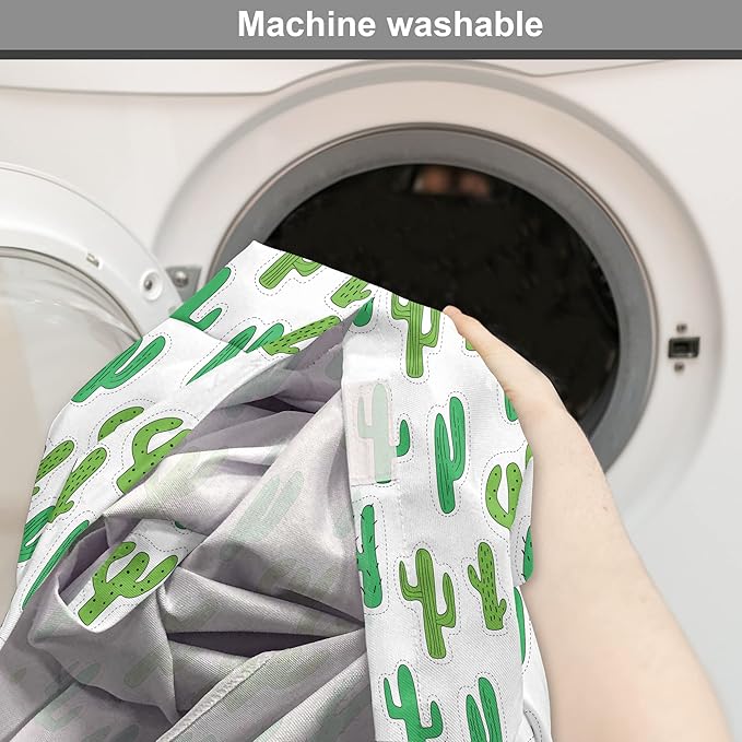 Lunarable Cactus Print Dog Crate Cover, Hand Drawn Cutout Style Cactus Plants Warm Climate Botany with Thorns, Easy to Use Pet Kennel Cover for Medium Large Dogs, 36 Inch, White Lime Green