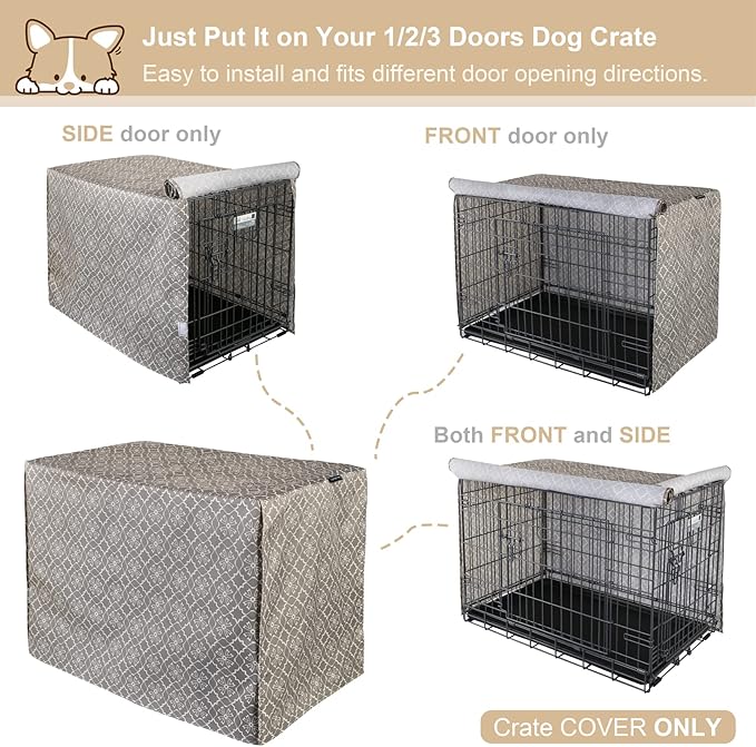 Explore Land Pattern Dog Crate Cover for 48 Inches Wire Cage, Heavy-Duty Polyester 1 2 3 Doors Standard Metal Pet Kennel Enclosure (Vintage Violet)
