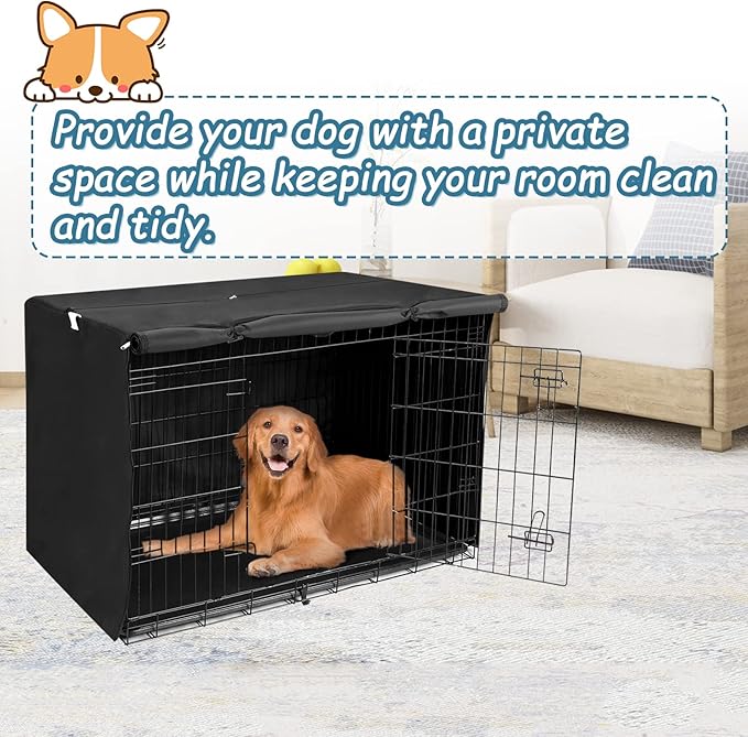 Deblue Durable Medium Dog Crate Cover, Windproof Dog Kennel Covers Fit 30 inch Wire Crate Cover Black - (30 inches, Black)