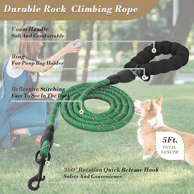 Athena Collection Small Dog Harness with 5 ft Leash, Step-in Dog Harness Leash Set Small No Pull Dog Vest Harness with Reflective Strips Adjustable Velcro, Easy Walk Puppy Harness, Green