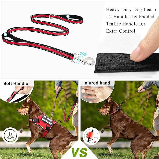 Service Dog Harness and Leash Set, Training Dog Vest with 10 Dog Patches, Emotional Support Therapy Dog Vest Harness for Small Medium Large and Extra Large Dogs(Red, S)