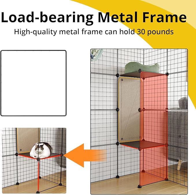 Oneluck 4-Tier 55 Inch Large Cat Cages DIY Cat Playpen Detachable Metal Wire Kennels Cat Crate Exercise Extra Place Ideal for 1-2 Cat