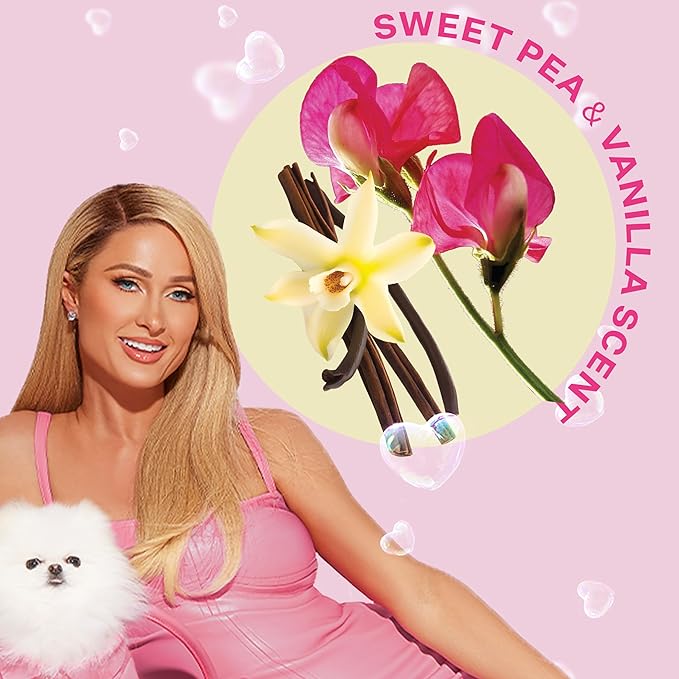 Paris Hilton Dog Shampoo - Sweet Pea & Vanilla Fresh Scent, Sulfate-Free Vegan & Hypoallergenic for All Dog Breeds, with Oatmeal & Aloe for Healthy Coats, Reduced Shed & Show-Ready Grooming 16oz/480ml