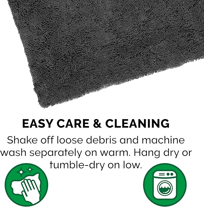 Furhaven 30" x 21" Highly Absorbent Dog Door Mat for Muddy Paws, 100% Washable, Perfect for Entryway, Kitchen, & Bathroom Use - Chenille Shammy Rug - Charcoal (Gray), Medium