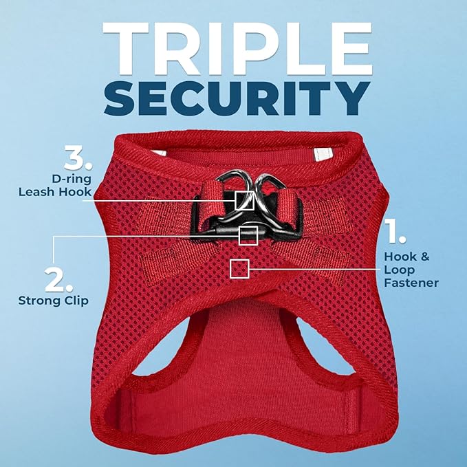 Voyager Step-in Air Dog Harness - All Weather Mesh, Reflective, No Pull Harness for Small, Medium Dogs, Cats - Secure with Hook & Loop Fastener, Buckle, Double D-Rings - Red, M