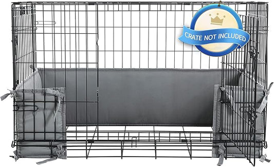Hombys Dog Crate Bumper with Ties - Soft Crate Accessory (Do Not Include Cage) (Dark Grey, 36"x22")