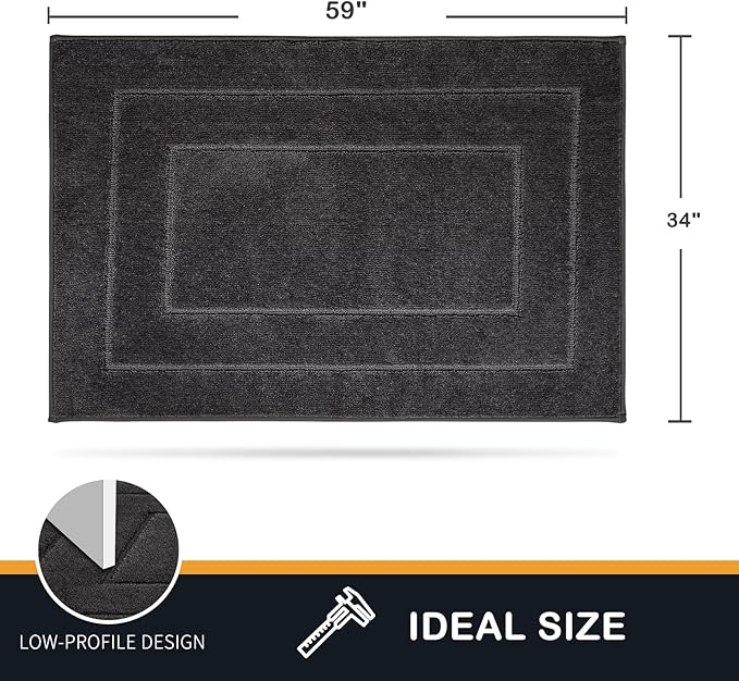 PURRUGS Dirt Trapper Door Mat 34" x 59.5", Non-Slip/Skid Machine Washable Entryway Area Rug, Dog Door Mat, Super Absorbent Welcome Mat for Muddy Wet Shoes and Paws, Charcoal