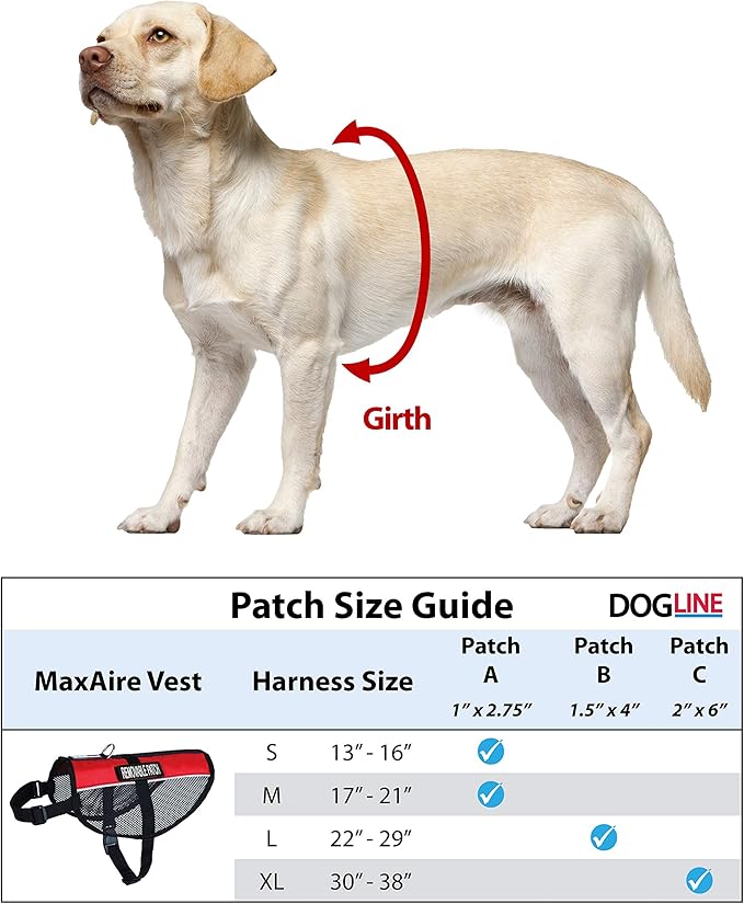 Dogline MaxAire Vest Emotional Support Removable Patch Adjustable Harness Reflective for Puppies Small Medium and Large Dogs 22 by 29 Inch Girth Teal