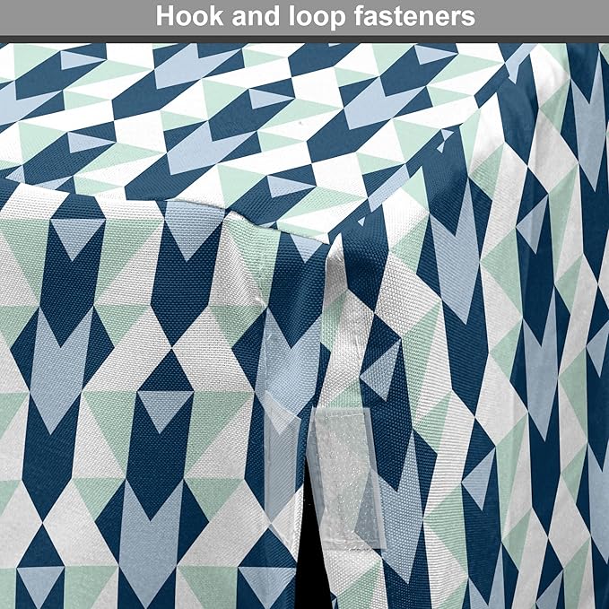 Lunarable Chevron Dog Crate Cover, Stripes Zigzags and Other Geometrical Shapes Pastel Colored Pattern, Easy to Use Pet Kennel Cover for Small Dogs Puppies Kittens, 22 Inch, Mint Navy Blue Pale Blue