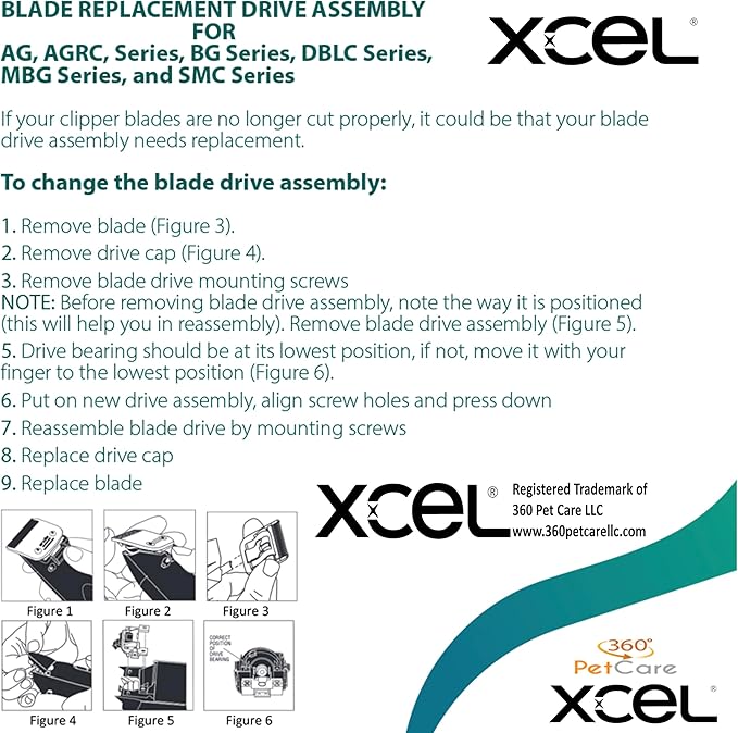 XCEL AGC Pro Drive Assembly Lever Replacement Blade for Pet Clipper (4 Pack)