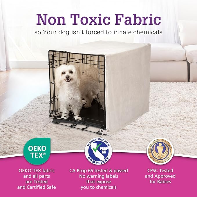 Pet Dreams Dog Crate Cover - Breathable Fabric Kennel Topper for Single-Door Crates, Fits iCrate Dog Cages 18, 24, 30, 36, 42, 48 Inches (Grey, Small, 24")
