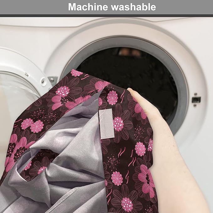 Lunarable Floral Dog Crate Cover, Botanical Theme Flowers Pattern Natural Art Abstract Blossoms, Easy to Use Pet Kennel Cover for Cats & Medium Dogs, 30 Inch, Charcoal Grey