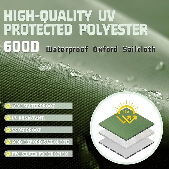 Outdoor Dog Kennel Cover Half Coverage for 8'Dx4'Wx6'H 600D Heavy Duty Waterproof Kennel Covers for Dog Cages(Cover Only) Greenish Color