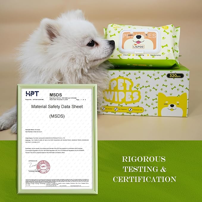 Unscented Hypoallergenic Pet Wipes - Deodorizing Cleaning Wipes for Dogs & Cats, Alcohol-Free & pH Balanced, Thick & Large Wipes for Paws, Body, Bum & Face, (320 Count, More favorable)