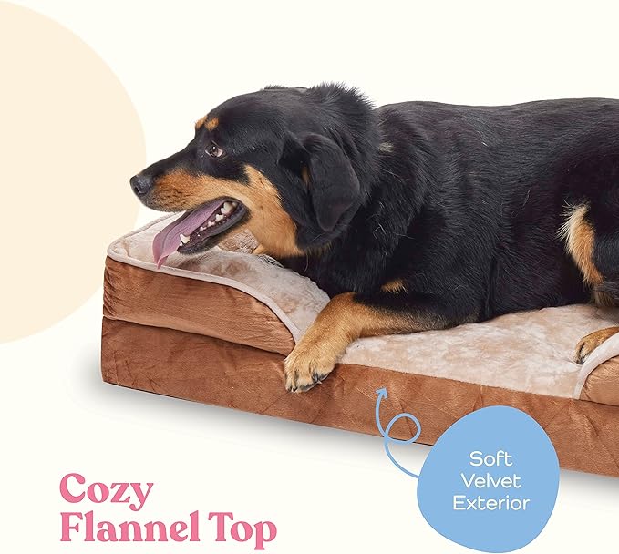 Orthopedic Sofa Dog Bed - Ultra Comfortable Dog Bed for Large Dogs - Breathable & Waterproof Pet Bed- Egg Foam Sofa Bed with Extra Head and Neck Support - (Medium, Brown)