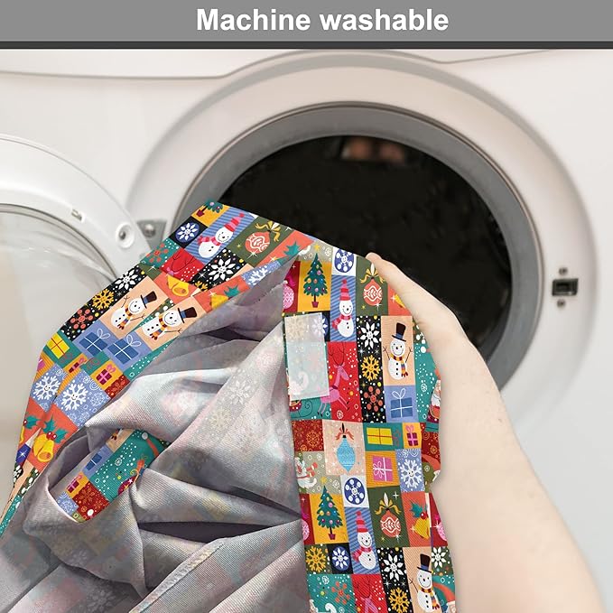 Lunarable Christmas Dog Crate Cover, Modern Design Theme Funny Xmas Winter Patterns Theme, Easy to Use Pet Kennel Cover for Small Dogs Puppies Kittens, 22 Inch, Red Blue