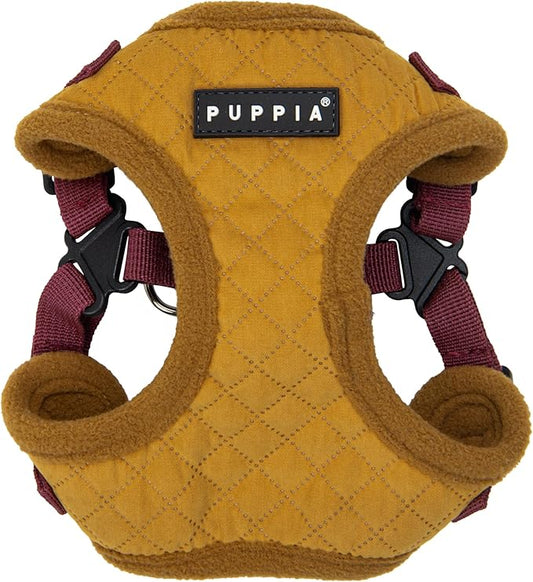 Puppia Irvin Comfort Dog Harness Step-in Warm Winter Diamond Pattern Adjustable Neck and Chest for Small and Medium Dog, Mustard, X-Large