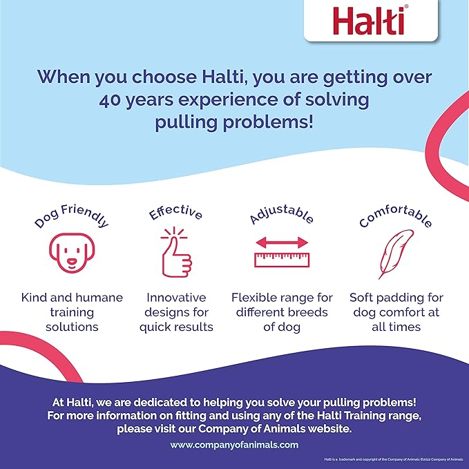HALTI No Pull Harness Size Medium & HALTI Training Leash Size Large, Black Combination Pack - Stop Your Dog Pulling on The Leash. Adjustable, Lightweight and Easy to Use. Suitable for Medium Dogs