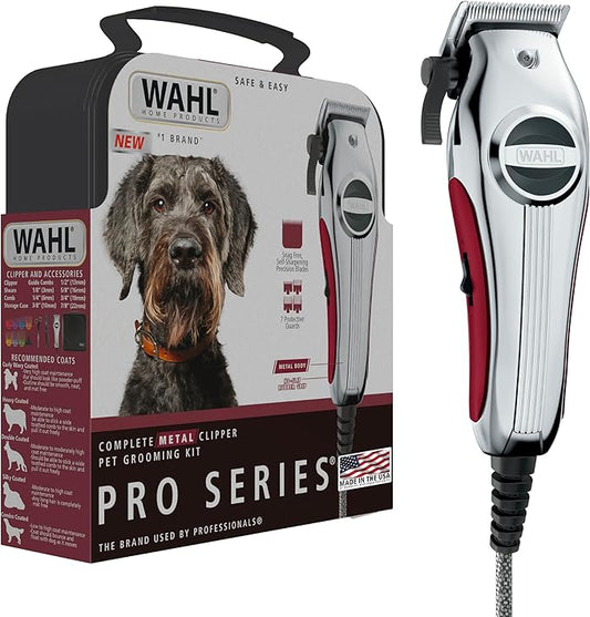 Wahl USA Pro Series All Metal Corded Dog Grooming Kit, an Ultra Quiet Dog Clipper with Metal Housing for Quieter and Cooler Operating - Model 3026335