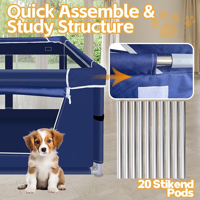 42 Inches Dog Playpens，Puppy Playpen with Gate for Puppies or Small Dogs, Dog Fence Pet Playpen for Indoor & Outdoor
