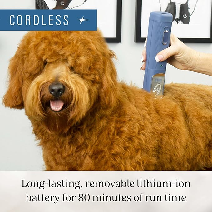 Oster Professional Cordless Turbo A5 Animal Clipper with Lithium-Ion Battery, Detachable Blade, Blue