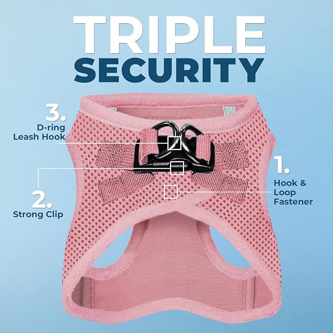 Voyager Step-in Air Dog Harness - All Weather Mesh, Reflective, No Pull Harness for Small, Medium Dogs, Cats - Secure with Hook & Loop Fastener, Buckle, Double D-Rings - Pink, XS