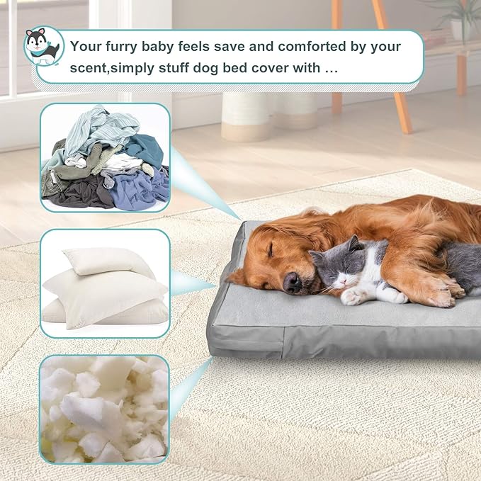 Explore Land Dog Crate Cover Bundle with Machine Washable Fluffy Dog Bed Cover for 36 Inches Wire Cage