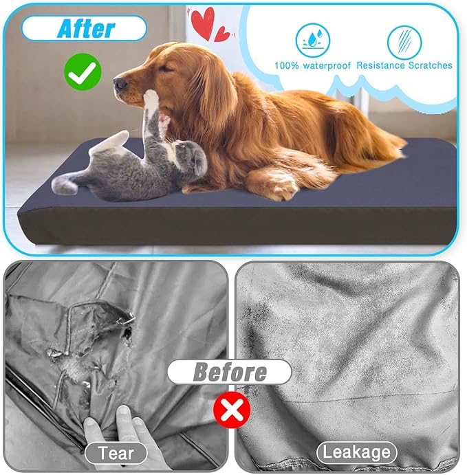 Dog Bed Covers Replacement Washable 100% Waterproof Dog Bed Cover 2 Pack Soft Noiseless Dog Bed Sheets for Dog Bed/pet Bed, 42" x 28" Blue