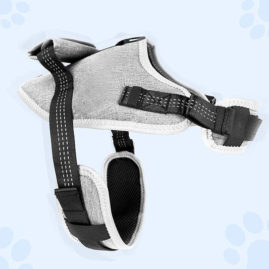 Reflective Tactical Vest Harness, Heavy-Duty for Large Dogs, Adjustable with Handle, Ideal for Training, Hunting, Walking - Grey, Medium.