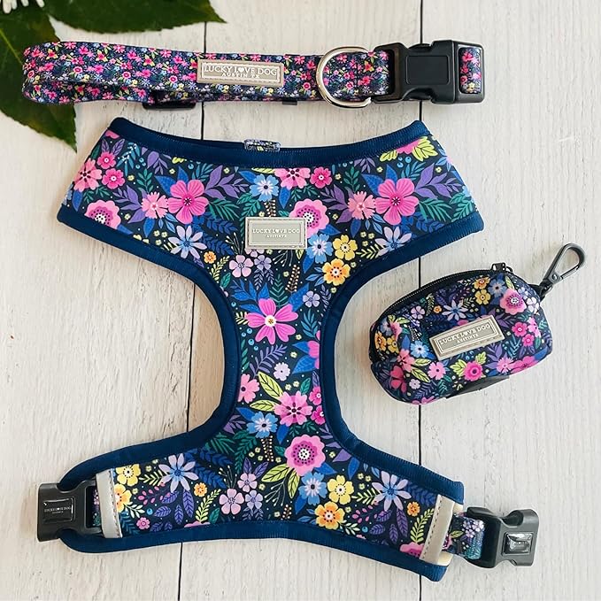 Lucky Love Dog, Girl Reversible Dog Vest, Purple Floral Pattern Medium Dog Vest, Primrose, Medium
