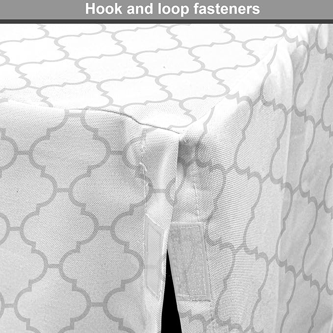 Lunarable Grey Dog Crate Cover, Moroccan Traditional Trellis Pattern Simple Geometric Monochrome Tile, Easy to Use Pet Kennel Cover for Medium Large Dogs, 42 Inch, White Grey