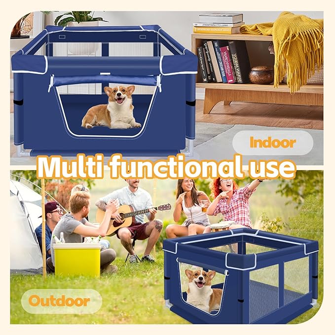 42 Inches Dog Playpens，Puppy Playpen with Gate for Puppies or Small Dogs, Dog Fence Pet Playpen for Indoor & Outdoor