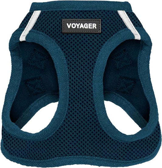 Voyager Step-in Air Dog Harness - All Weather Mesh, Reflective, No Pull Harness for Small, Medium Dogs, Cats - Secure with Hook & Loop Fastener, Buckle, Double D-Rings - Blue, L