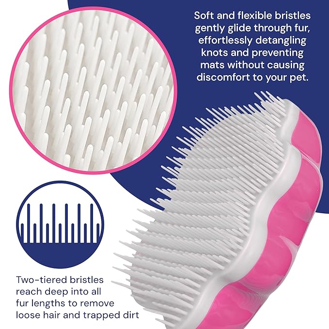 Large 5" Dog Pet Hair Massaging Brush Grooming Tool for Cats Dogs Long or Short Hair Raspberry Pink