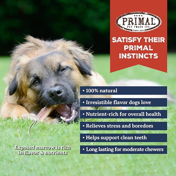 Primal Antlers for Dogs - Grade A Split Stag Antlers for Large Dogs 45-60 lb - Natural Dog Chews for Aggressive Chewers - Naturally Shed Antlers - Long Lasting Dog Bones - 1 ct