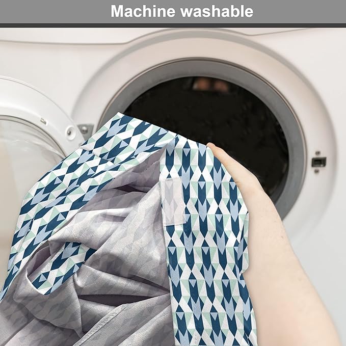 Lunarable Chevron Dog Crate Cover, Stripes Zigzags and Other Geometrical Shapes Pastel Colored Pattern, Easy to Use Pet Kennel Cover for Cats & Medium Dogs, 30 Inch, Mint Navy Blue Pale Blue