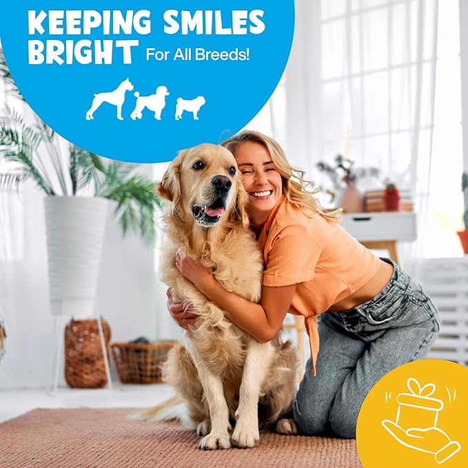 Mint Dental Care Wipes 60 Counts - Dogs Tooth Cleaning Wipes to Reduce Plaque & Tartar Buildup - Dogs and Cats Wipes for Cleaner Mouth - Dog Tooth Brushing Kit