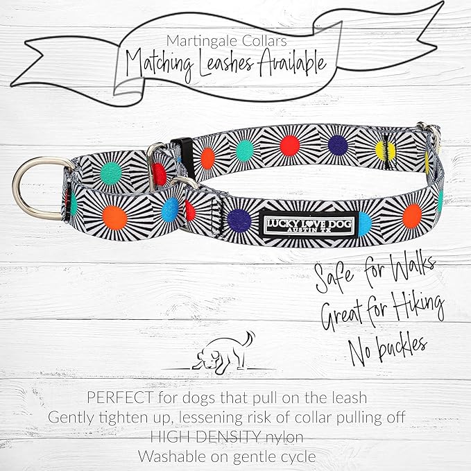 Lucky Love Dog, Adjustable Fun Style Martingale Collar for Dogs, Comfy & Bright Color, Premium No Slip Dog Collar - (Large, SOCO Mart - Combo)