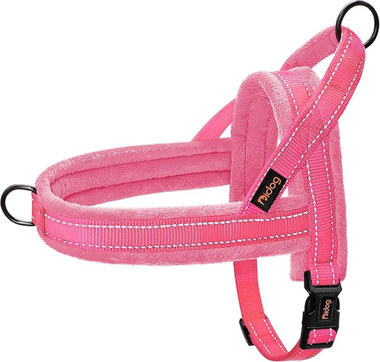 Didog No Pull Dog Harness with Soft Flannel Padded,Reflective & Quick Fit Light Weight Dog Strap Vest Harness,Easy for Walking Training for Small & Medium and Large Dogs(Pink,XS)
