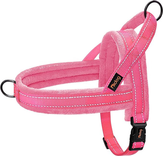 Didog No Pull Dog Harness with Soft Flannel Padded,Reflective & Quick Fit Light Weight Dog Strap Vest Harness,Easy for Walking Training for Small & Medium and Large Dogs(Pink,L)