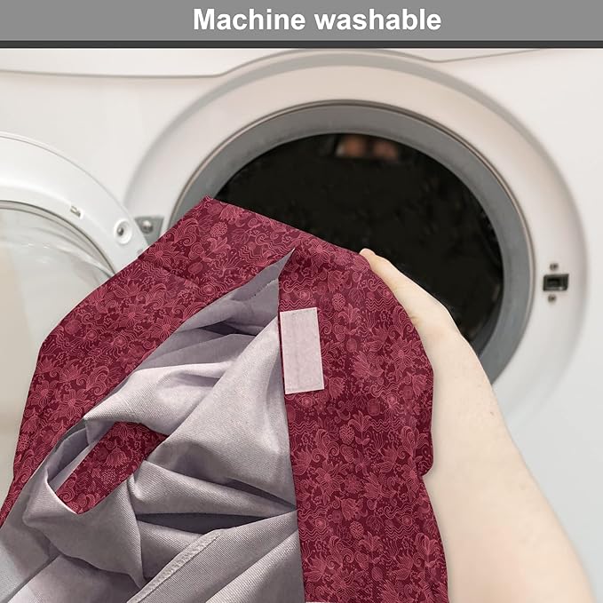 Lunarable Burgundy Dog Crate Cover, Cheerful Nature Inspired Gardening Pattern with Blooming Flowers Ornate Style, Easy to Use Pet Kennel Cover for Medium Large Dogs, 42 Inch, Burgundy Coral