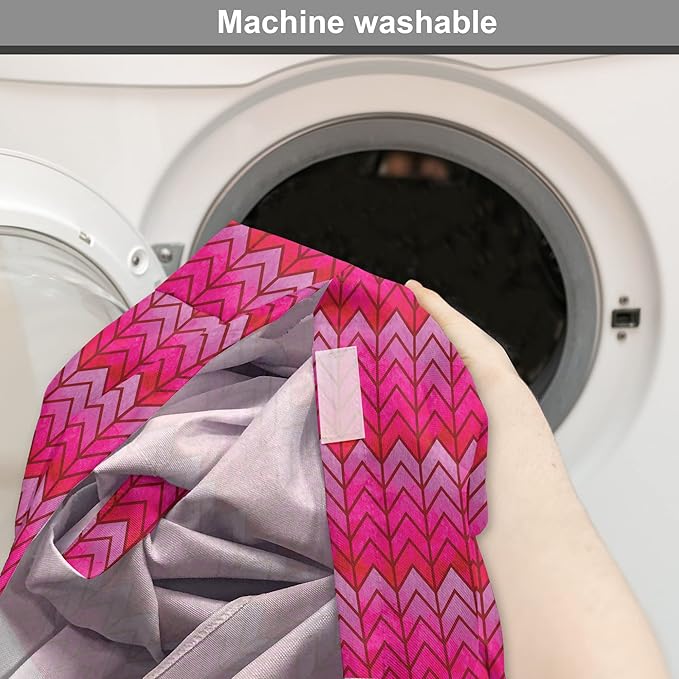 Lunarable Chevron Dog Crate Cover, Surreal Chevron Pattern Geometric Vibrant Colored Ornamental Illustration, Easy to Use Pet Kennel Cover for Small Dogs Puppies Kittens, 18 Inch, Magenta Red Violet
