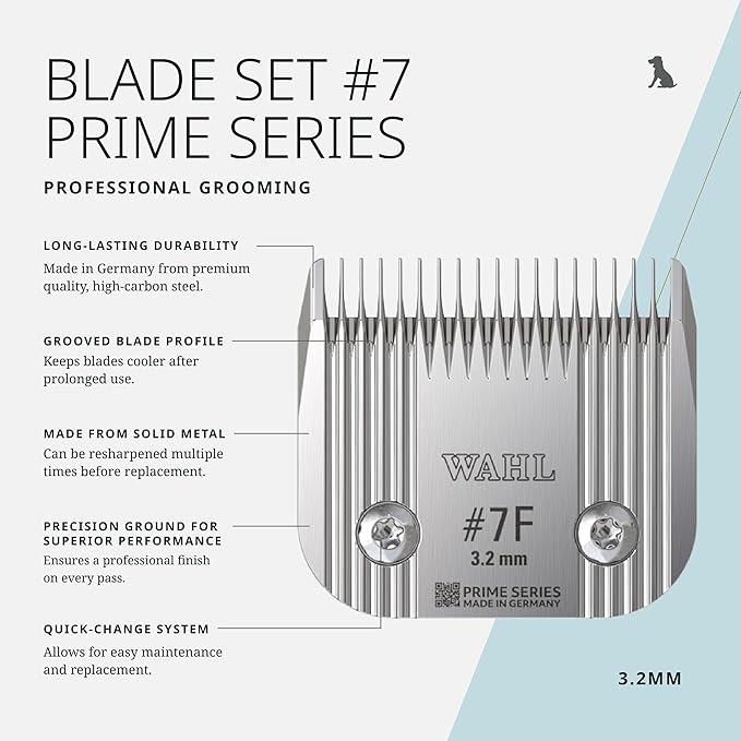 WAHL Pro Animal Prime Series Blades - Professional Fine Tooth Pet Clipper for Horse, Cat & Dog Grooming - Made from High-Carbon Steel - #7, 3.2mm