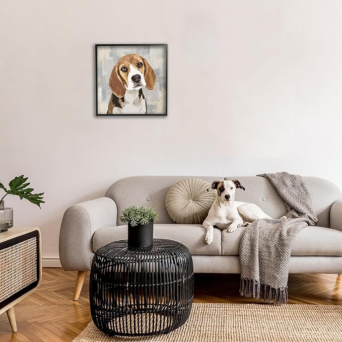 Stupell Industries Dog Beagle Patiently Waiting Abstract Backdrop Pet Collage, Design by Keri Rodgers